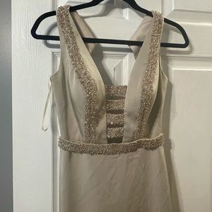 Beige/Tan Beaded Prom or Bridesmaids Dress